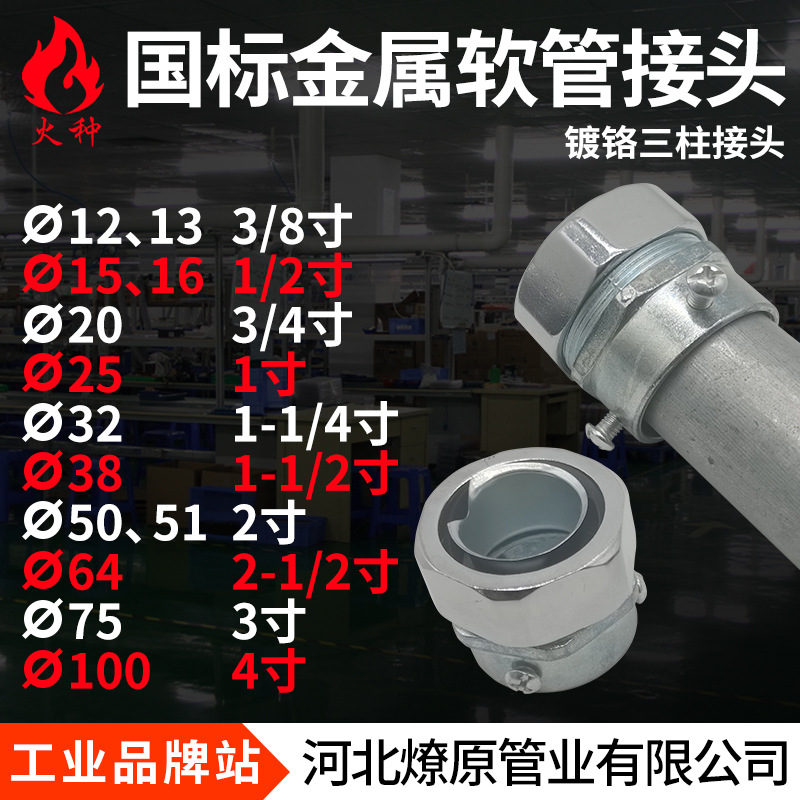 国标三柱接头16-125包塑软管接头卡套式接头 金属软管接头