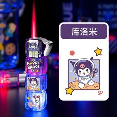 【一件代發】創意閃燈粉色火焰庫洛米三麗鷗透明打火機充氣防風科