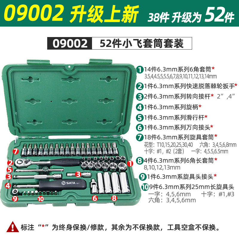 SATA Shida Tools 36点 52点セット 小型フライセット 6.3mmシリーズ ソケットセット 09001 09002|undefined