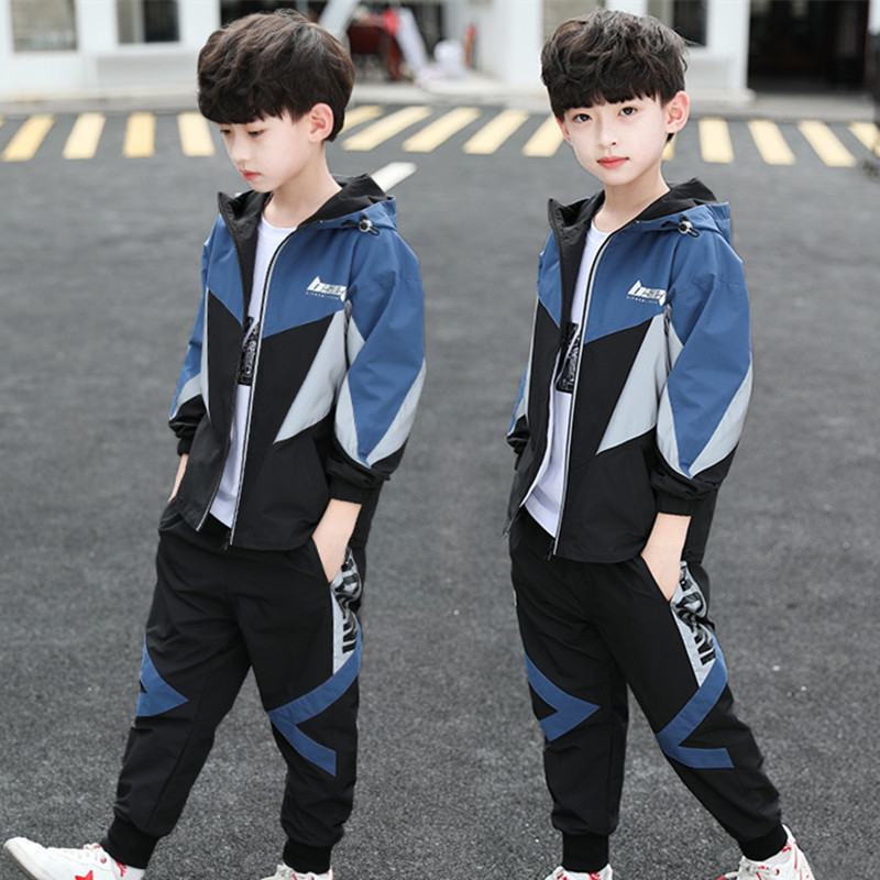 Set di pantaloni per abbigliamento per bambini 2023 Autunno da metà a grande, due pezzi a maniche lunghe primaverili alla moda per ragazzi_voghion.com