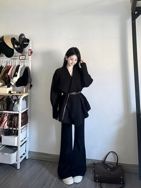 套装女春季新款法式感翻领针织毛衣开衫高腰显瘦休闲长裤|undefined