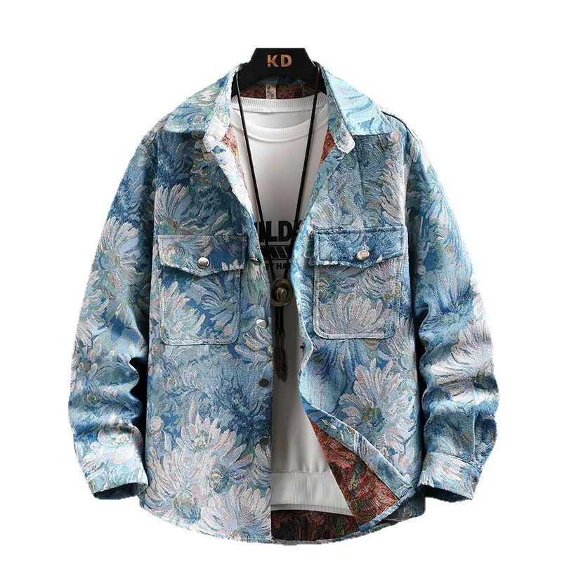 Spring retro ethnic shirt, jacket, ethnic style, increased thickness, oversize
