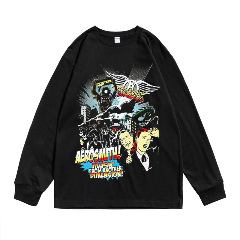 Aerosmith rock band Aerosmith personalized long-sleeve loose street style T-shirt for men and women Aerosmith rock band Aerosmith personalized long-sleeve loose street style T-shirt for men and women