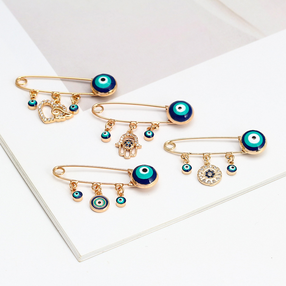 新款滴油眼睛胸针恶魔之眼别针简约女士男士饰品水晶扣夹子衣领针|ru