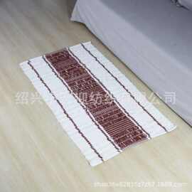 棉线编织外贸尾货格子条纹系列进门垫脚垫茶几垫沙发垫无胶地垫