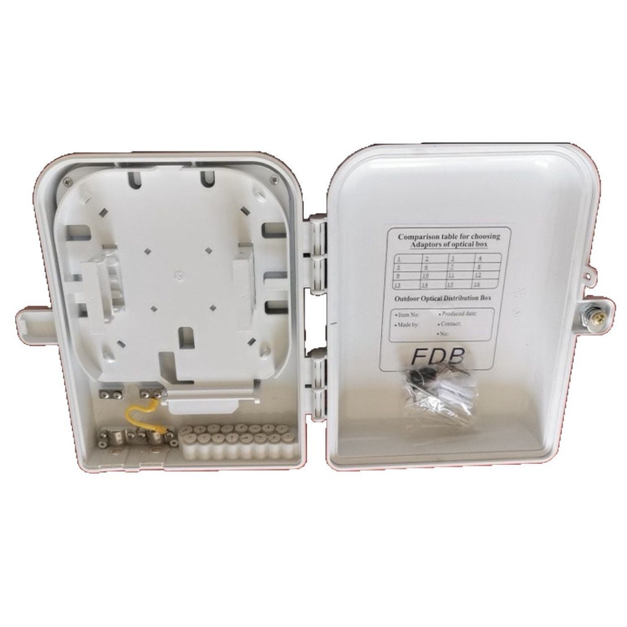 ABS外贸款16芯插片式光缆分纤箱套接口 分光器Ip66密封