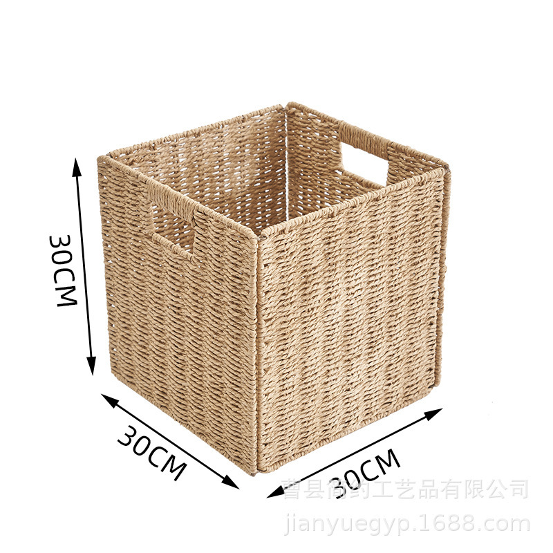 可折叠仿藤收纳筐折叠简约脏衣内衣物收纳篮正方形玩具零食储物篮|undefined