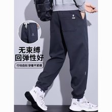 男士卫裤重工华棉复合加厚秋冬季潮牌宽松束脚新款休闲运动长裤子