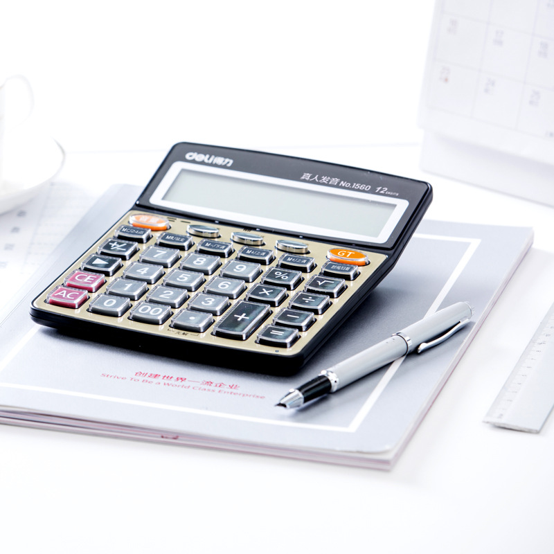 Deli 1560 calculadora computadora de voz Calculadora financiera botón de voz suministros de oficina