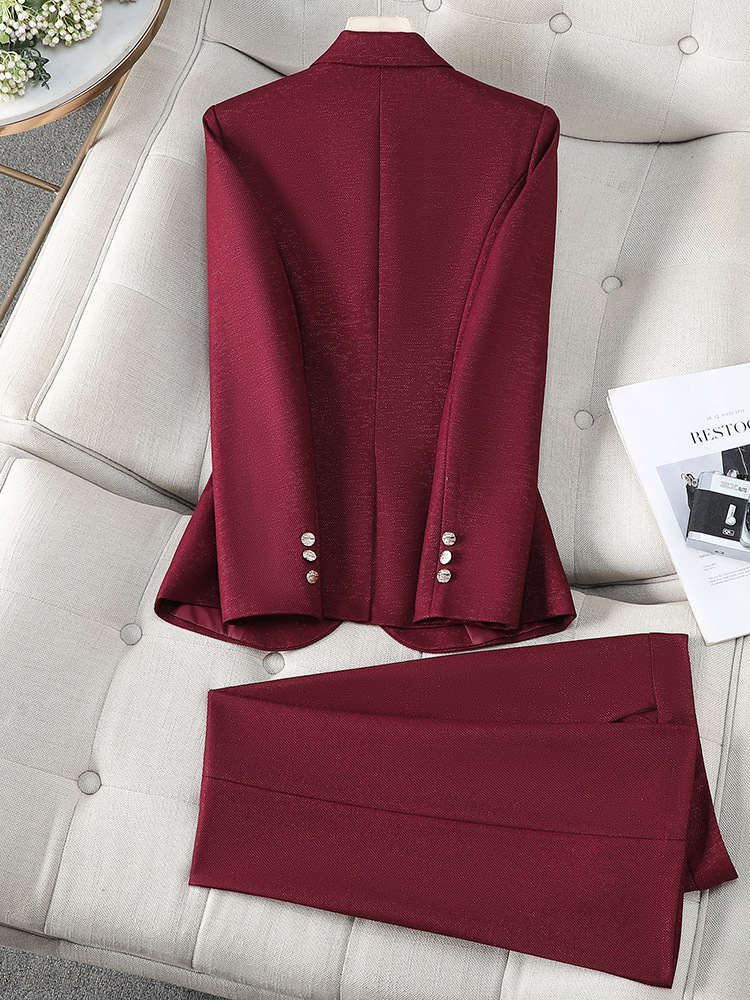 クロスボーダー オレンジレッド スーツセット レディース 新作 春秋 小柄さん向け 高級感 職業風 エレガント 女神風 スーツ フォーマルウェア