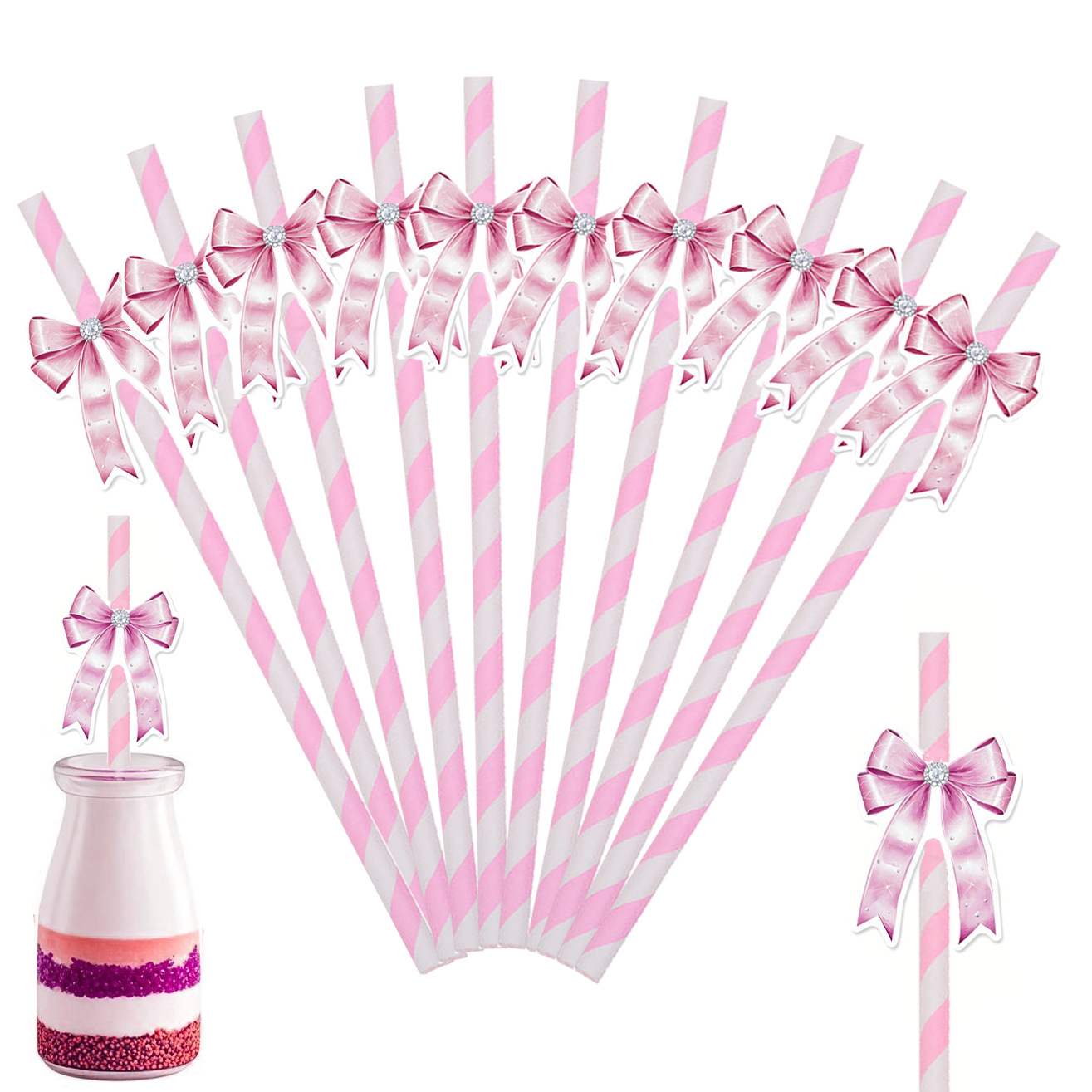 Trazo creativo transfronterizo pajita de papel decoración de fiesta mesa de postres vestido de cumpleaños botella de pudín complemento de pastel