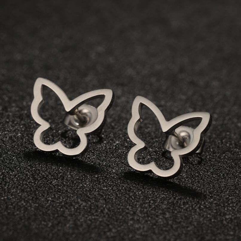 316 Stainless Steel Ear Needle Material 18K Gold, Real Gold Plated Plating Material PVD Coated 18K Gold Real Gold Plated Butterfly 304 Stainless Steel Waterproof Non Tarnish Ear Studs