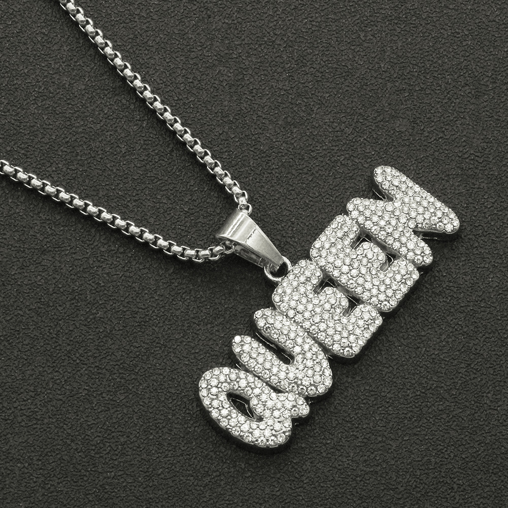 new European and American hip hop diamonds letter pendant necklace trendy menu0027s jewelry