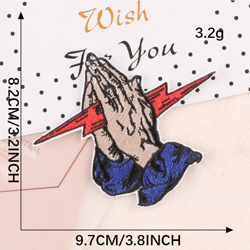 Iron on patches personalized hand rose badge cloth label clothing accessories decoration patch sticker embroidery cloth sticker