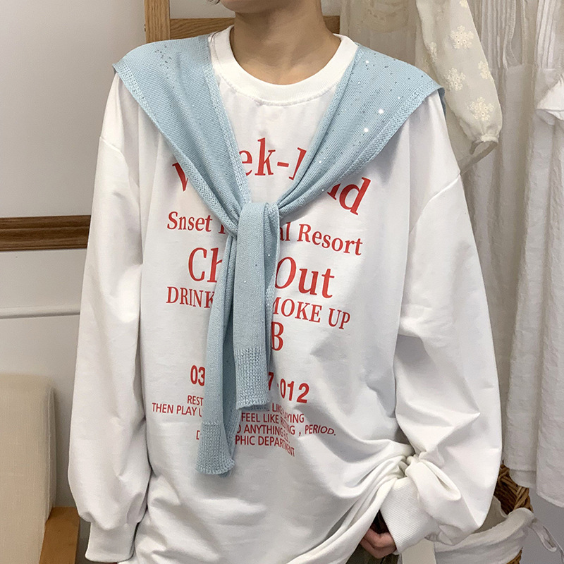 Sopa de punto de alta sensación de primavera y otoño estilo coreano cuello pequeño hombro bufandas de pañuelo con cuello falso de lana con hombros