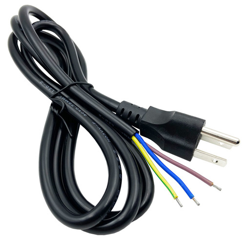 Manufacturer's American standard three-core single-ended bare wire tail, pure copper American-style peeling and tin-tailing, American standard three-plug AC power cord