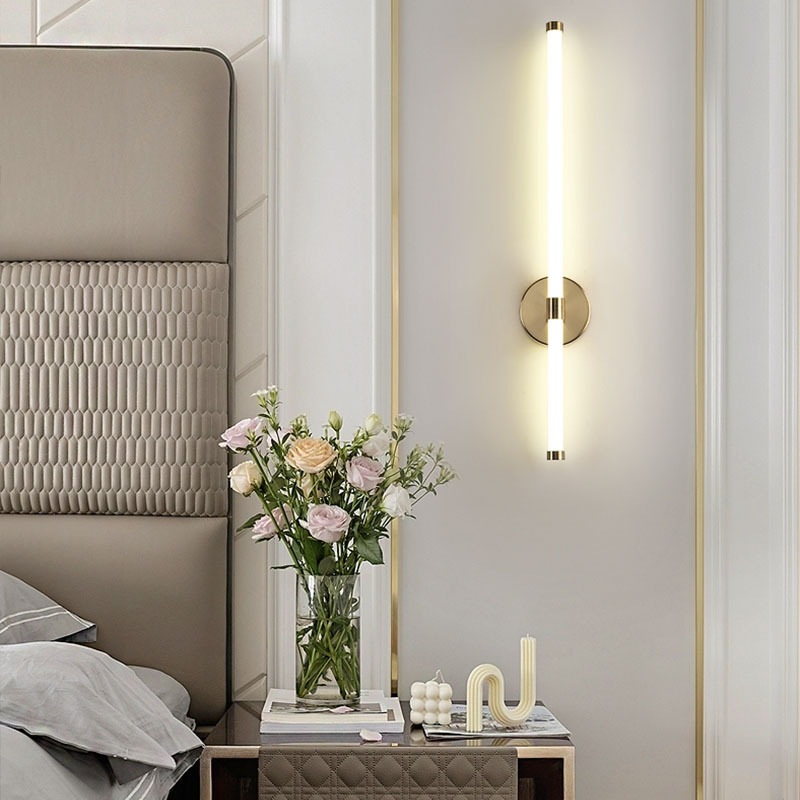 Lámpara de pared minimalista creativa lineal LED lámpara de barra nórdica minimalista sala de estar sofá fondo pared dormitorio cabecera lámpara