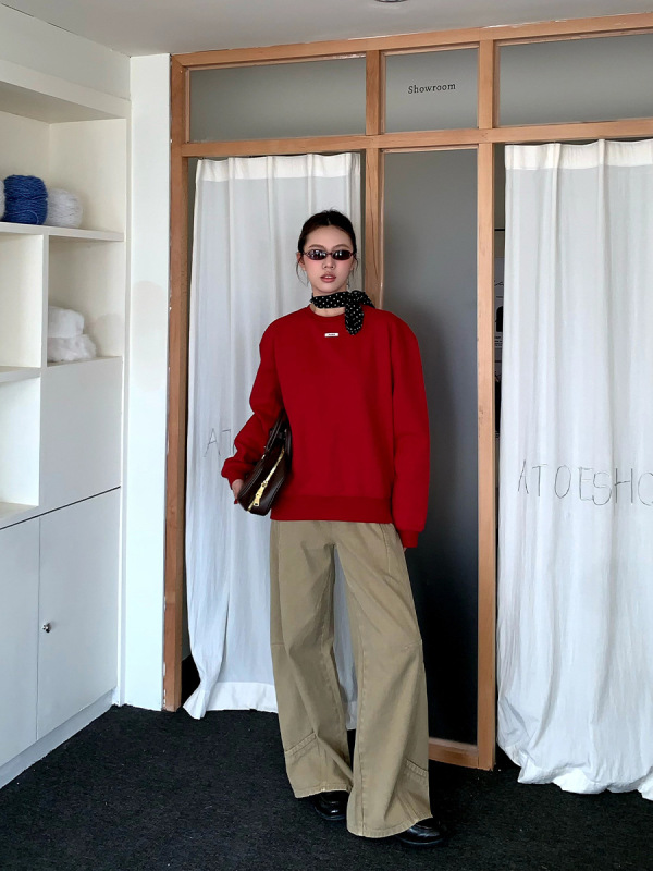 橘子树在哪儿复古白色拼接牛仔裤女春季小众设计感直筒垂感阔腿裤|undefined