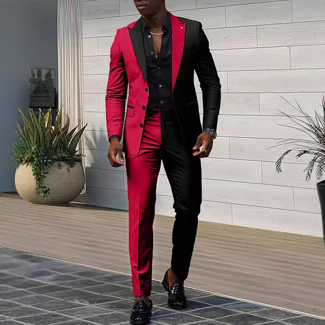 Abbigliamento da uomo, abbigliamento formale da uomo, di alta qualità, coordinato di colori, autunno 2024, abito a due pezzi, sottile e comodo, WL008+MR7_voghion.com