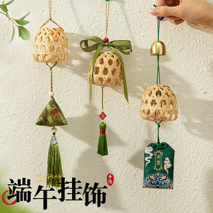 Dragon Boat Festival gift wormwood flower bouquet door hanging sachlet handmade diy material bag bamboo pendant activity decoration pendant