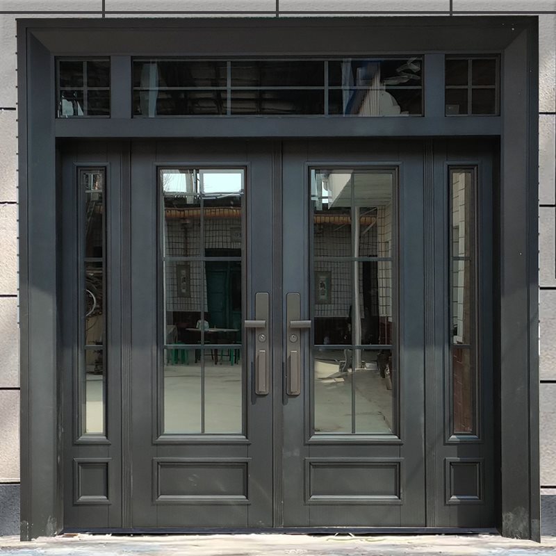 Tempered Glass Door Villa Door Double Door Rural Self-Built House Four-Door Zinc Alloy Entrance Door Living Room Entrance Door