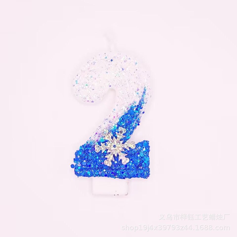 Tema creativo de hielo y nieve cumpleaños vela digital Amazon colapso Comercio electrónico decoración de la torta fiesta atmósfera suministros