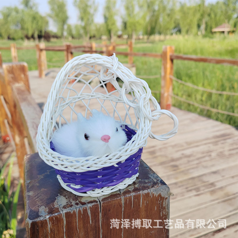 보라색 매달린 바구니 토끼