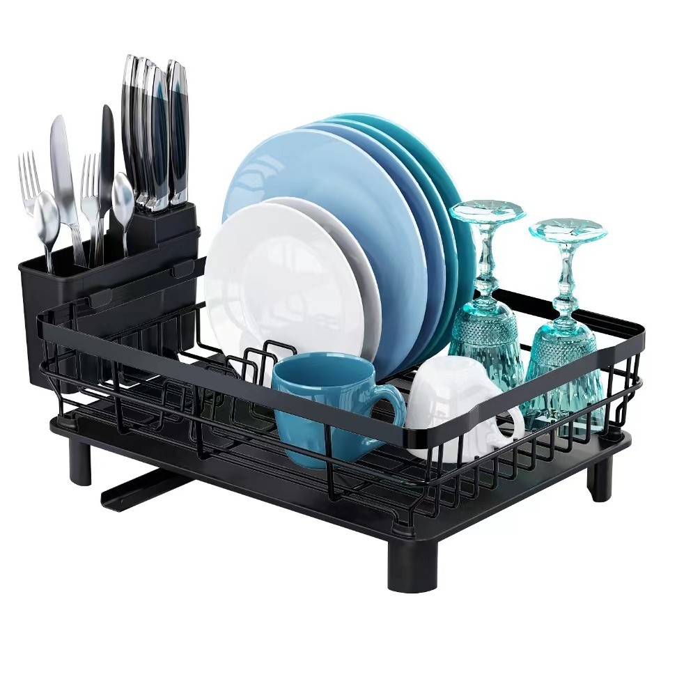 Estante de platos de cocina estante de almacenamiento sin perforación de fábrica venta directa de una sola capa de platos de almacenamiento de platos de mesa de piscina simple creatividad