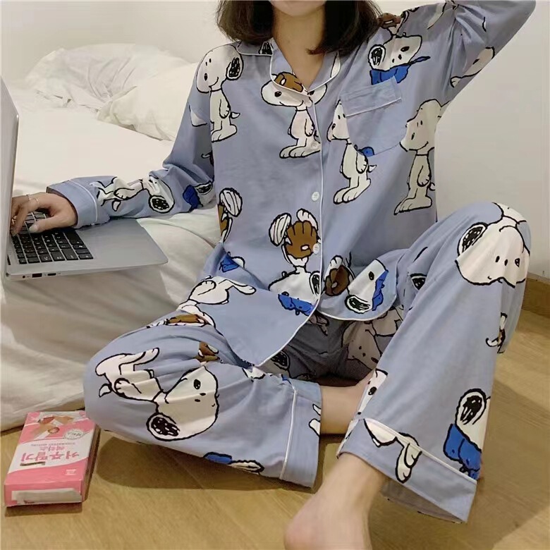 メーカー卸売春と秋の女性用パジャマ漫画ホーム服女の子長袖ズボンラペル在庫ありかわいいダブルロング|undefined