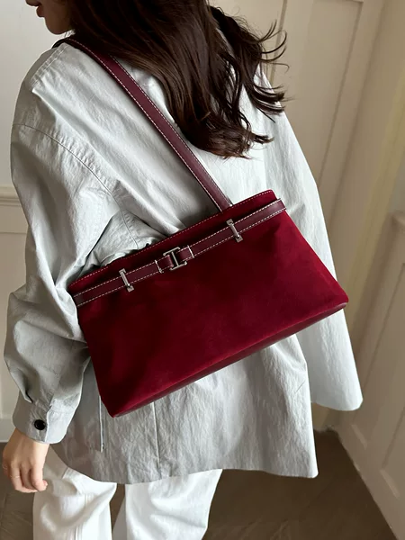 Vintage niche high-end cross-border foreign trade style suede design fashion versatile chic shoulder underarm bag