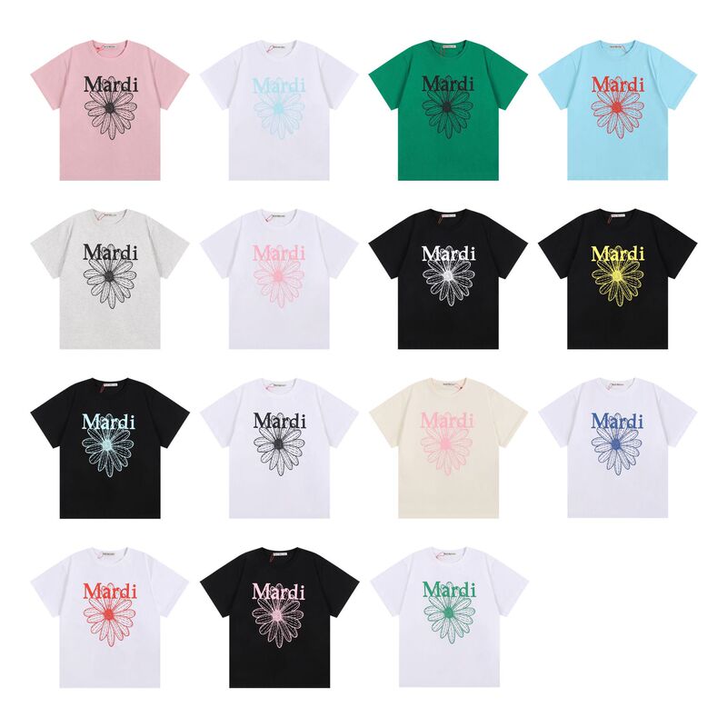 Cross-Border Summer New Mardi Zou Chrysanthemum Printed Letters Men's and Women's Loose Round Neck Short-Sleeved T-Shirt