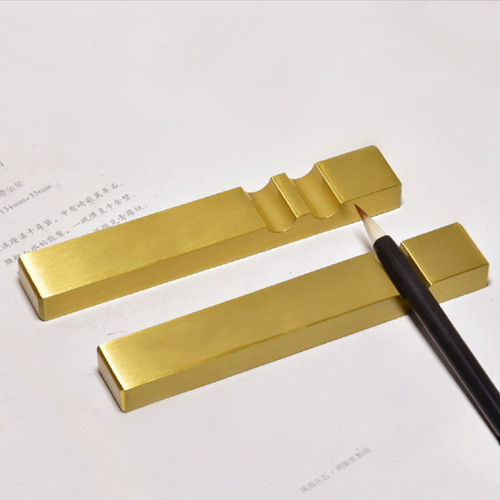 Tongshantang Brass Paperweight Pen Holder Brush Holder Creative Press Paper Weight Ruler Calligraphy Pen Holder Wholesale Four Treasures of the Study Ornaments