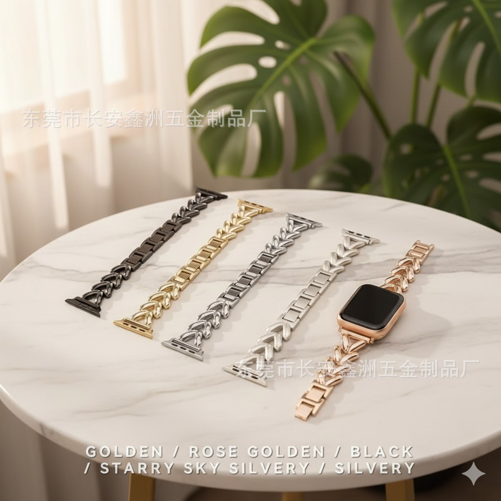 Suitable for Apple Watch Heart-Shaped Metal Strap Iwatchs10987654321 Small Fragrance Strap Cross-Border