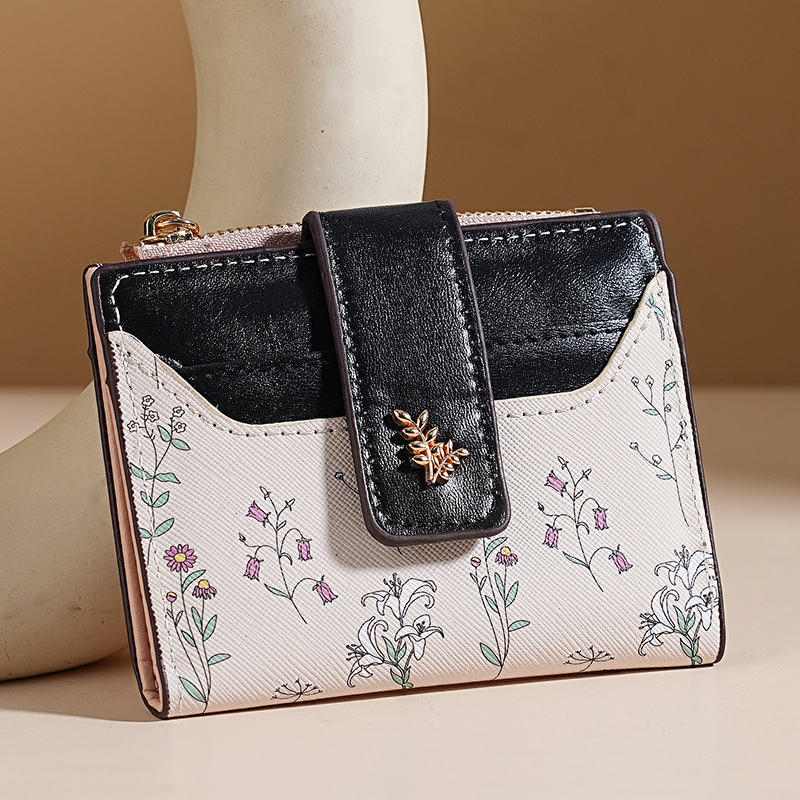 Black floral wallet