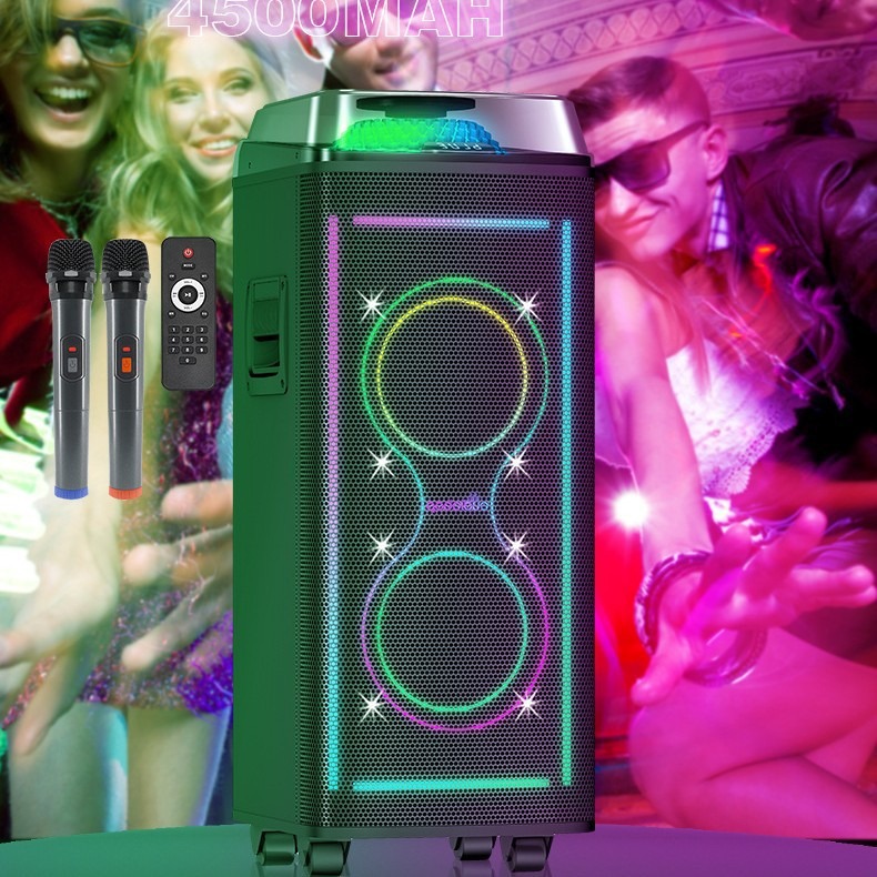 Altavoces Bluetooth de alta potencia doble 8 pulgadas KTV karaoke casero cuadrado K canto al aire libre tarjeta de sonido