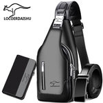 新款男士单肩斜挎包休闲户外时尚多功能软皮包防水大容量胸包批发