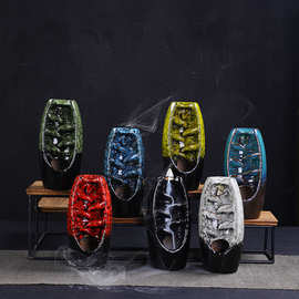 倒流陶瓷香炉创意家居禅意摆件左右逢源中号回流檀香窑变香薰炉跨