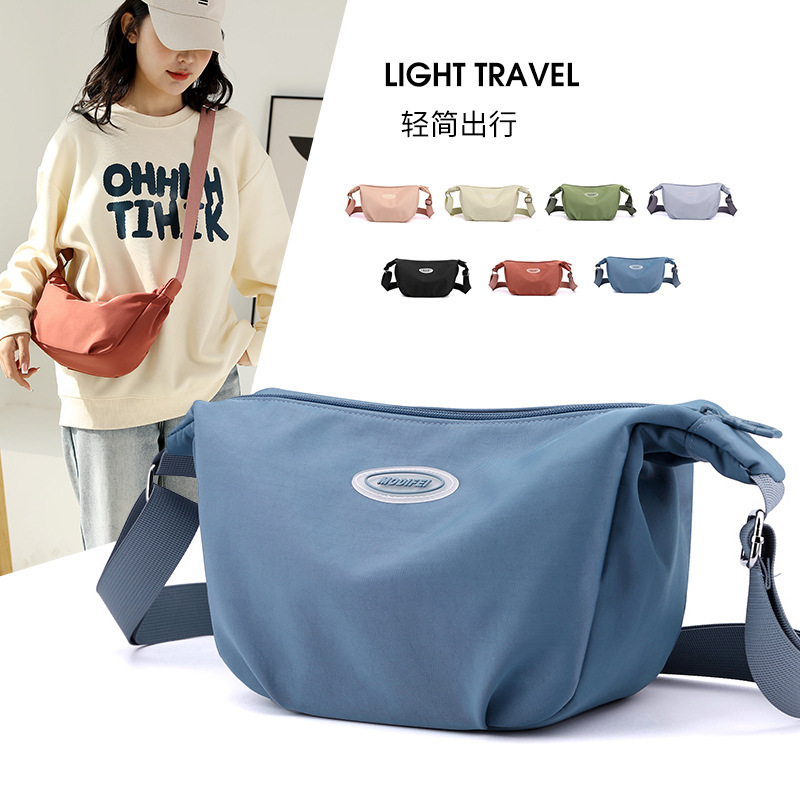 Murdifi 2023 New Women Shoulder Crossbody Bag Nylon Cloth Bag Women's Bag Korean Style Simple Solid Color Lightweight Satchel