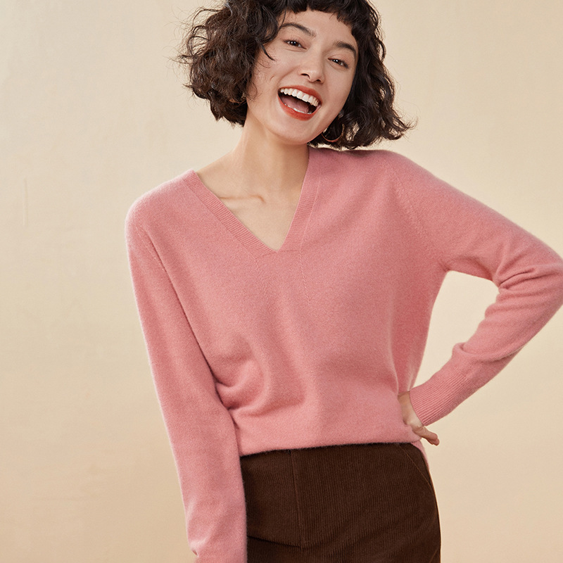 First-Line Ready-To-Wear Soft Waxy Cashmere Sweater for Women 2025 Autumn and Winter New Candy Color V Neck Fashion Knitted Sweater Base