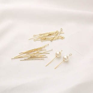 1418K Gold Color-Preserving Gold-Covered Accessories 9-Character Needle Beading Needle Round Head t Needle DIY Earrings Jewelry Pendant