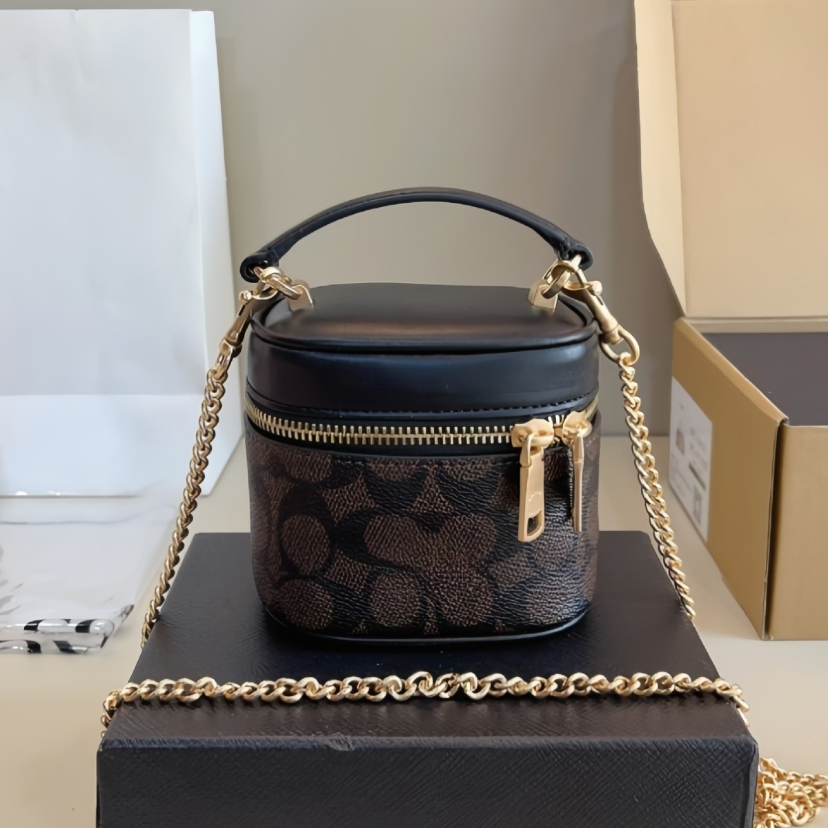 25 뉴 데님 트레일 박스 백 숄더 레트로 올드 플라워 미니 체인 화장품 가방 동전 지갑