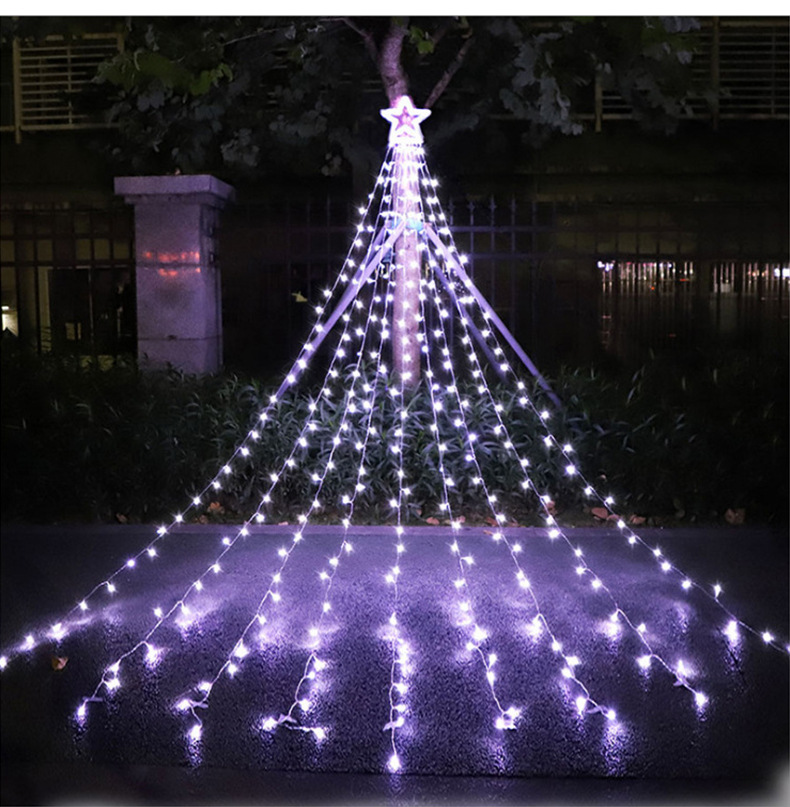 亚马逊跨境户外led灯串防水圣诞装饰灯串彩灯窗帘灯草坪灯星星