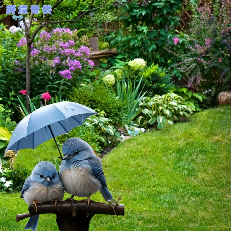 Bluebird Umbrella Garden Stake 2D Акриловая скульптура животного