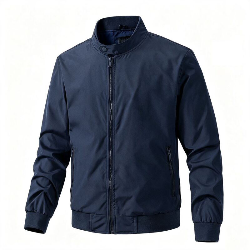 Cross-border autumn men's jacket, thin large size solid color zip-up jacket, sports casual men's clothing, outdoor workwear