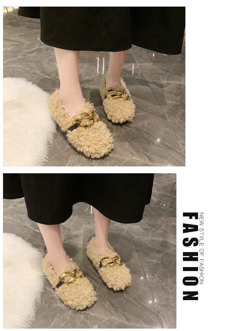 Metal Chain Plus Velvet Flat Shoes NSCSX94853