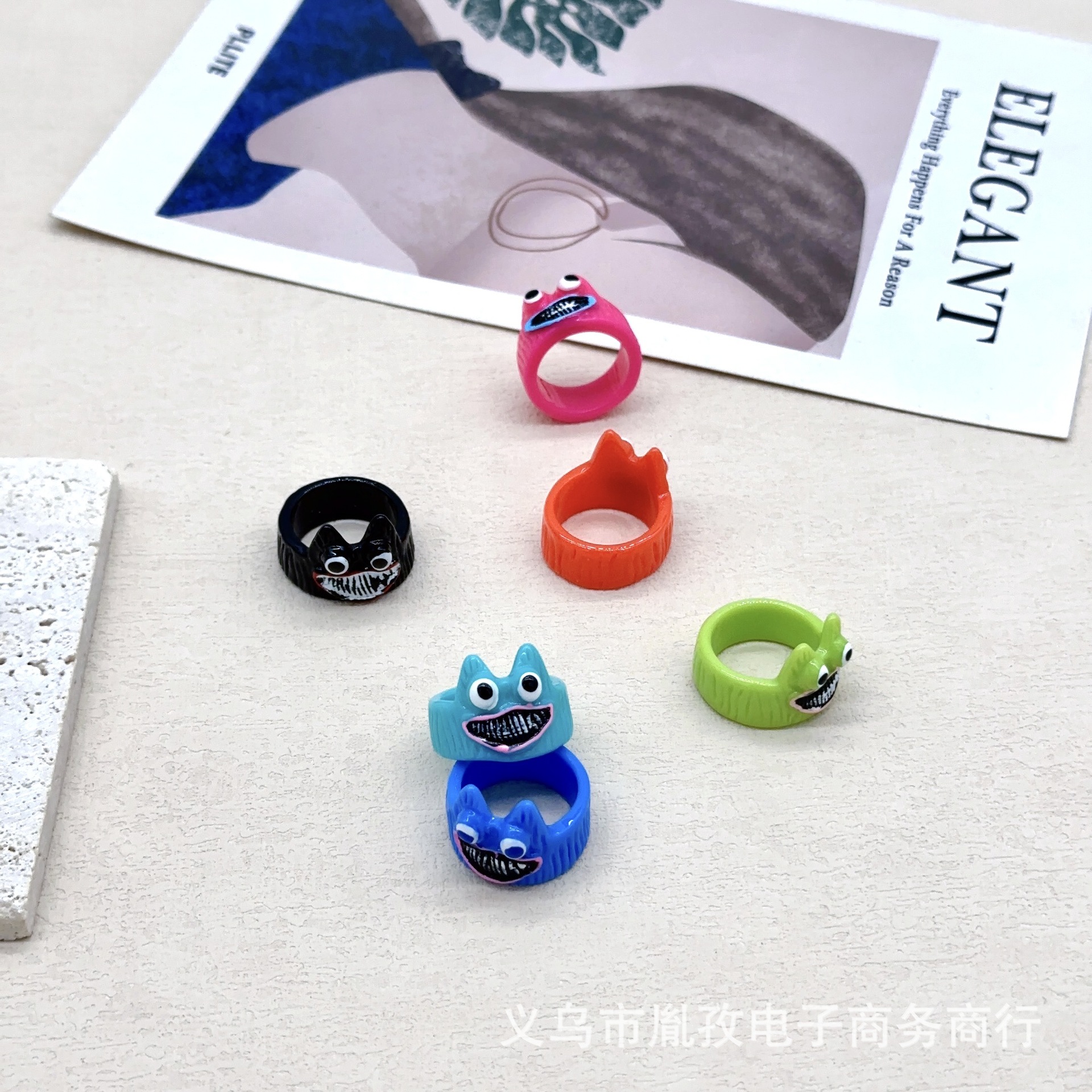 Transfronteriza nueva venta caliente creativo personalizado de dibujos animados Pequeño Diablo resina anillo vacaciones diversión divertida joyería decorativa