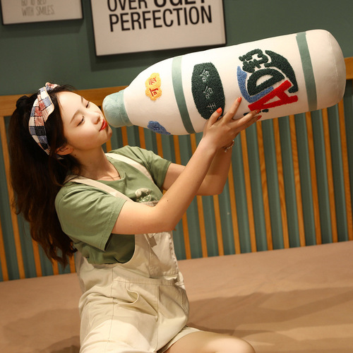 New internet celebrity AD Calcium Milk Pillow Creative Large Cylindrical Pillow Children's Plush Toy Milk Bottle Wholesale
