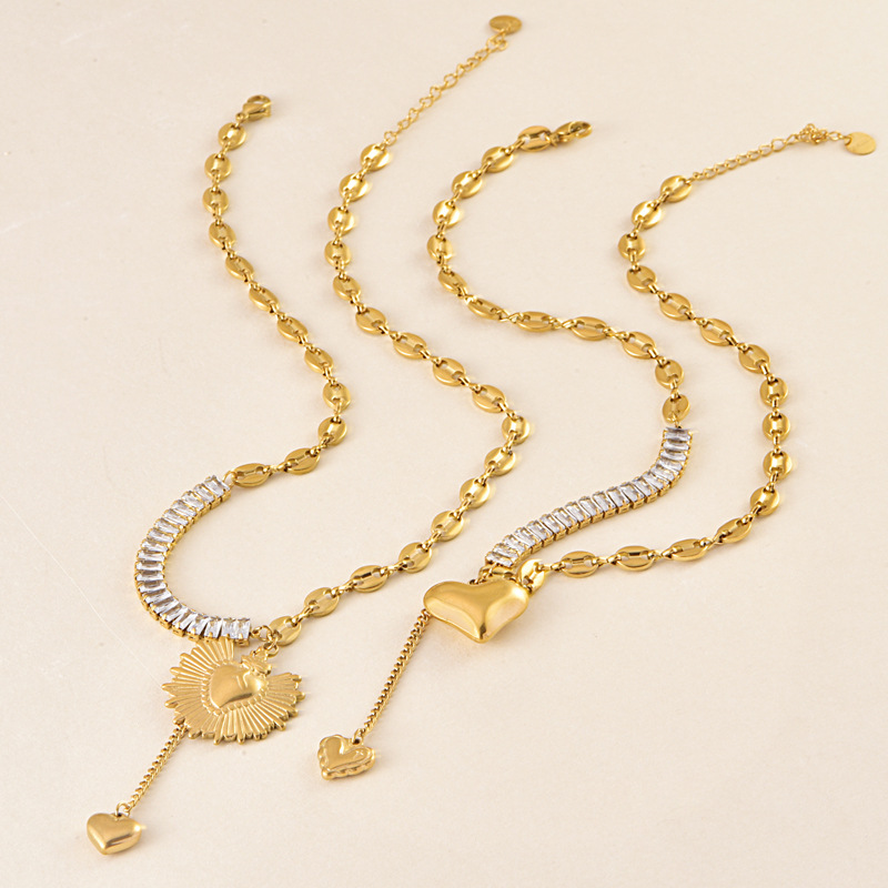 Collar con colgante de corazón acero inoxidable choker retro_voghion.com