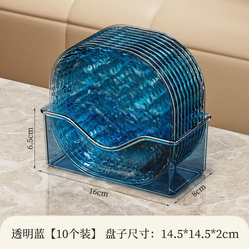 透明な正方形の氷河模様の浅い口の骨スプーンプレート、高級落下防止スナックフルーツプレート、家庭用軽量高級ダイニングテーブルスナックプレート|undefined