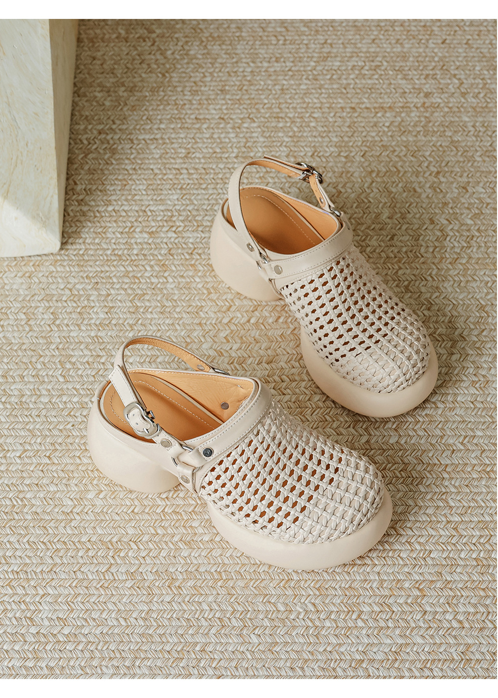 Sandal cao gót nữ mũi hở đế dày gót 6 cm phong cách dệt — đen chi tiết 18